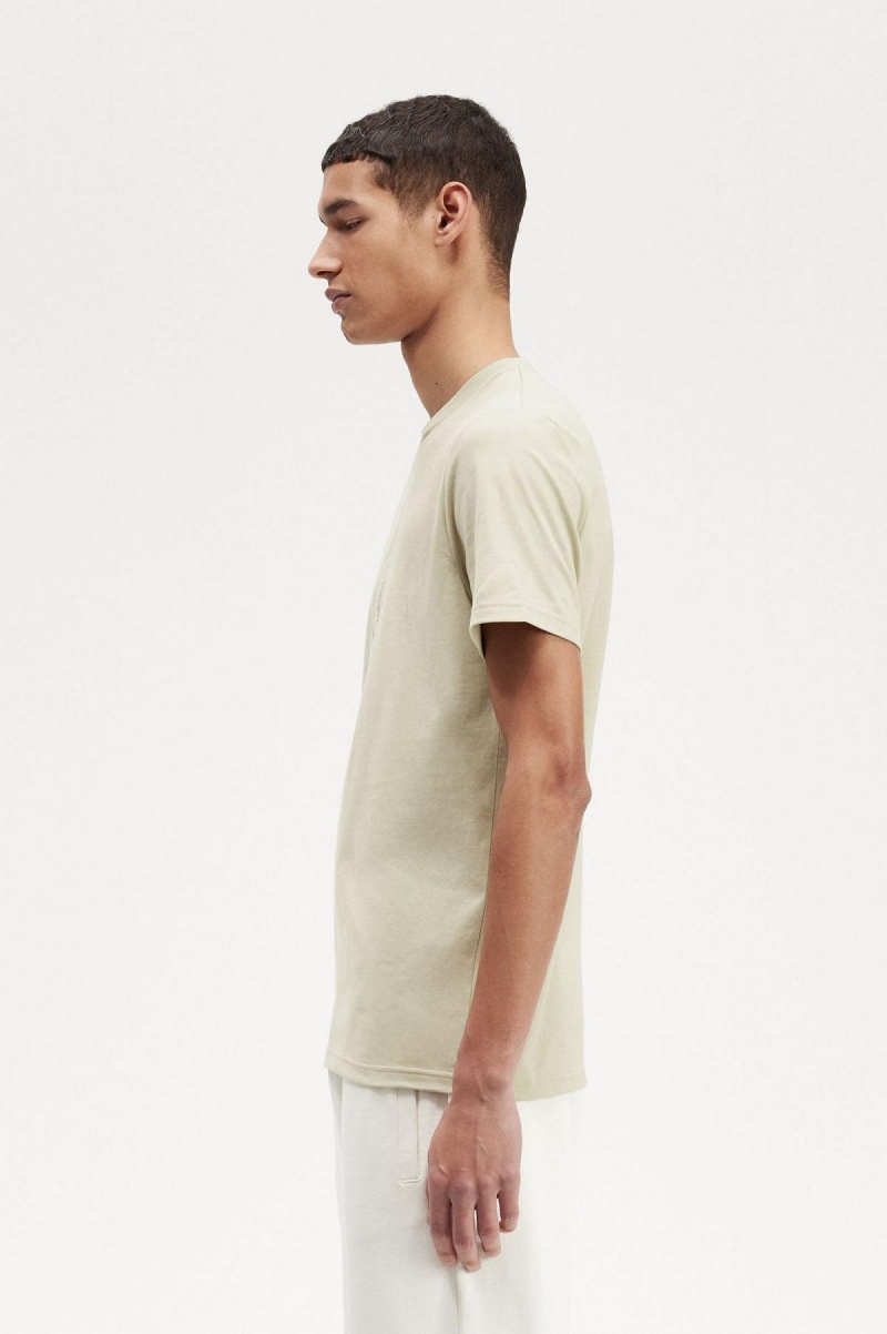 Light Oyster Fred Perry Circle Branding Men's T Shirts | XSGBH32765