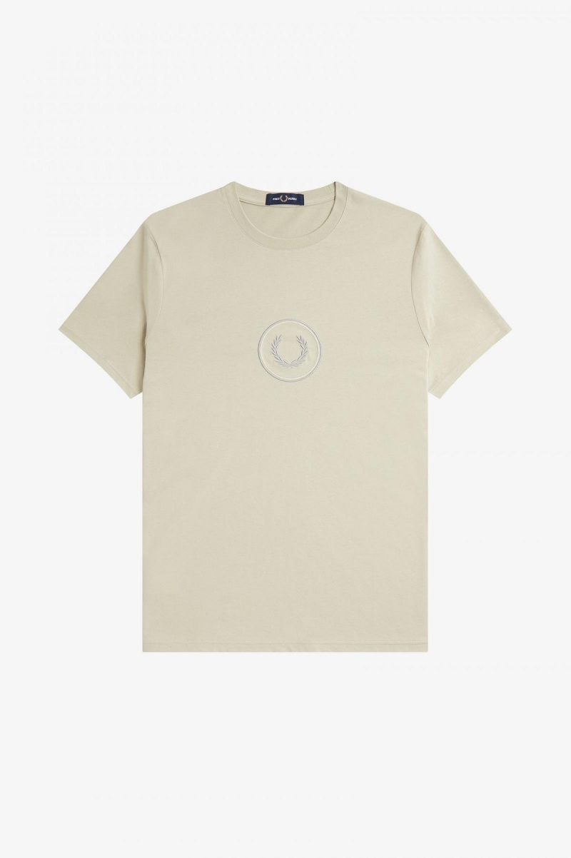 Light Oyster Fred Perry Circle Branding Men's T Shirts | XSGBH32765