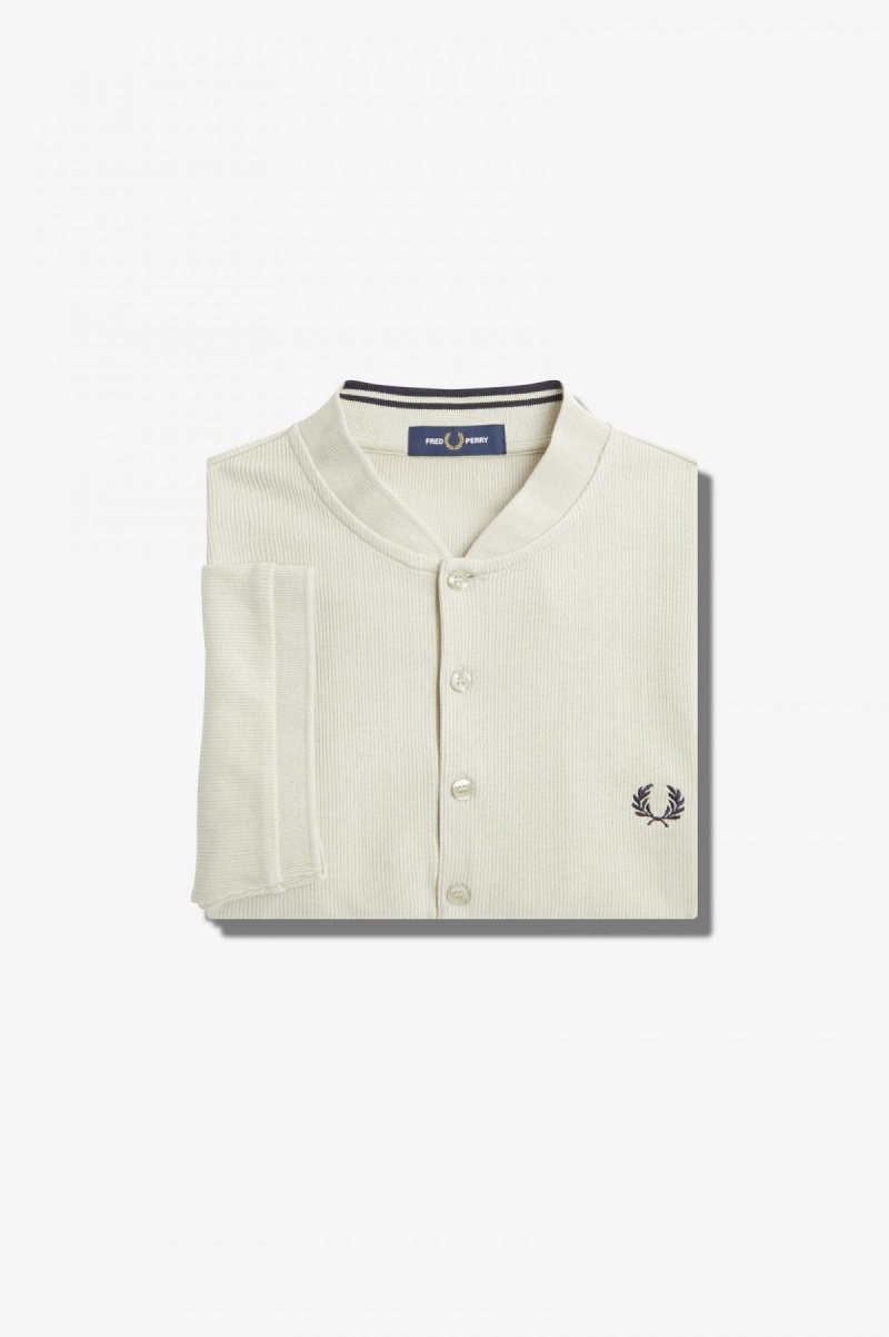 Light Oyster Fred Perry Henley Polo Men's T Shirts | SGEAH81549