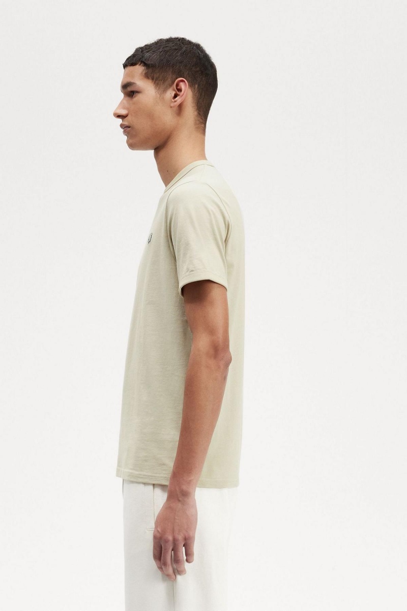 Light Oyster Fred Perry Ringer Men's T Shirts | ASGWC92332