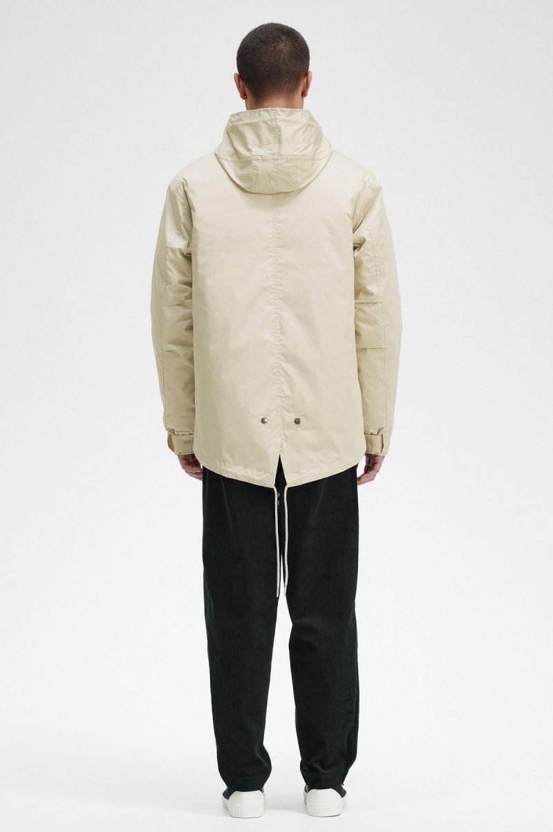 Light Oyster Fred Perry Short Padded Parka Men's Coats | SGQCS48424