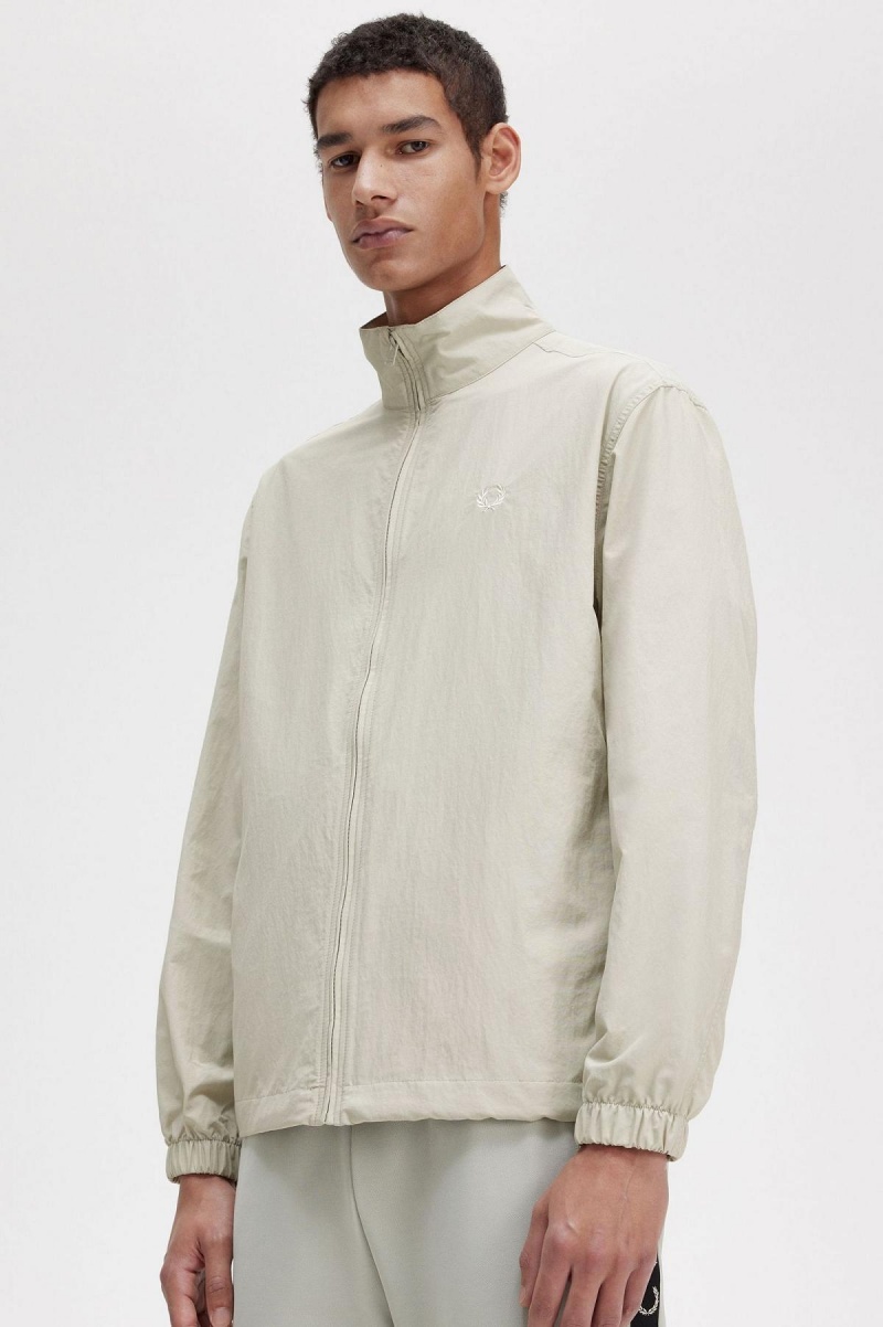 Light Oyster Fred Perry Woven Men's Track Jackets | SGEAH77408