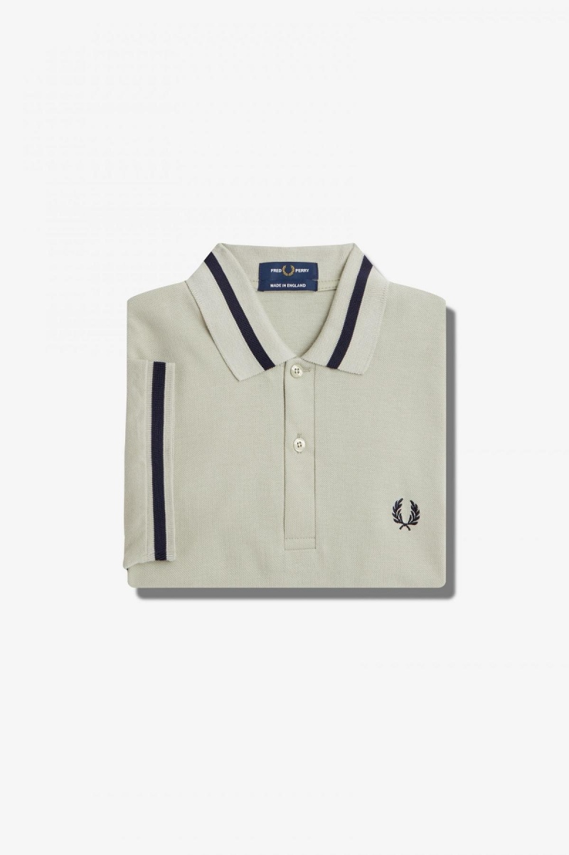 Light Oyster / Navy Fred Perry M2 Men's Polo Shirts | YSGGT97436