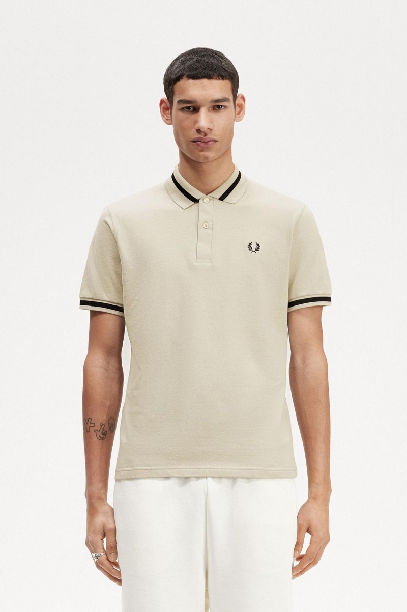 Light Oyster / Navy Fred Perry M2 Men\'s Polo Shirts | YSGGT97436