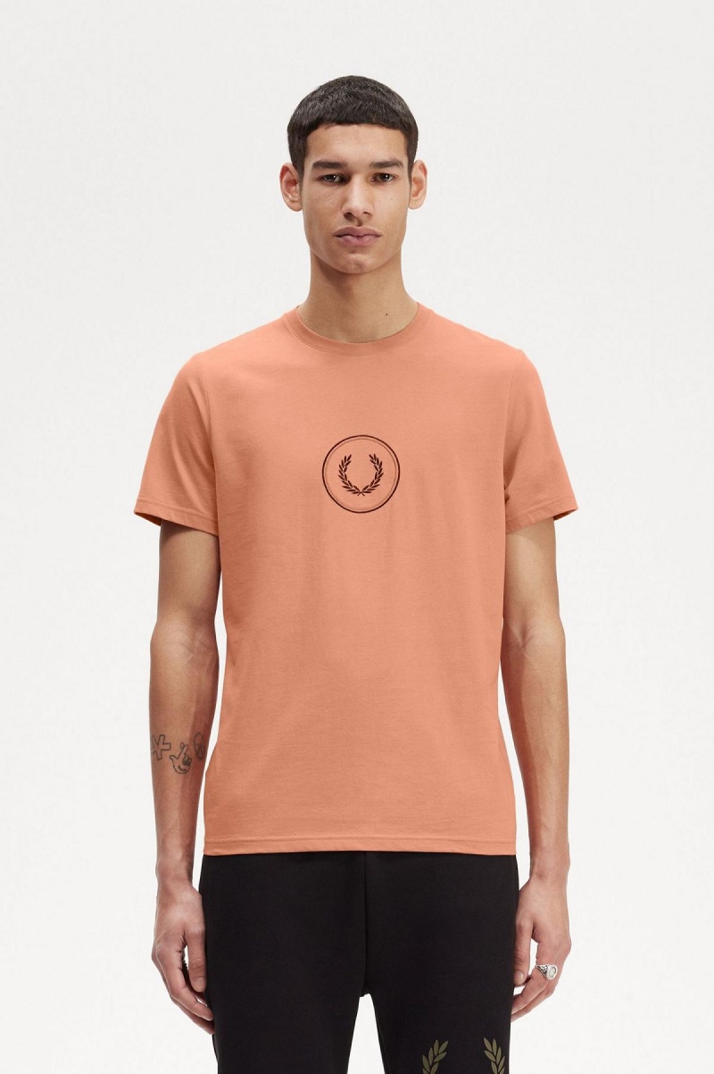 Light Rust Fred Perry Circle Branding Men\'s T Shirts | SGQCS11715