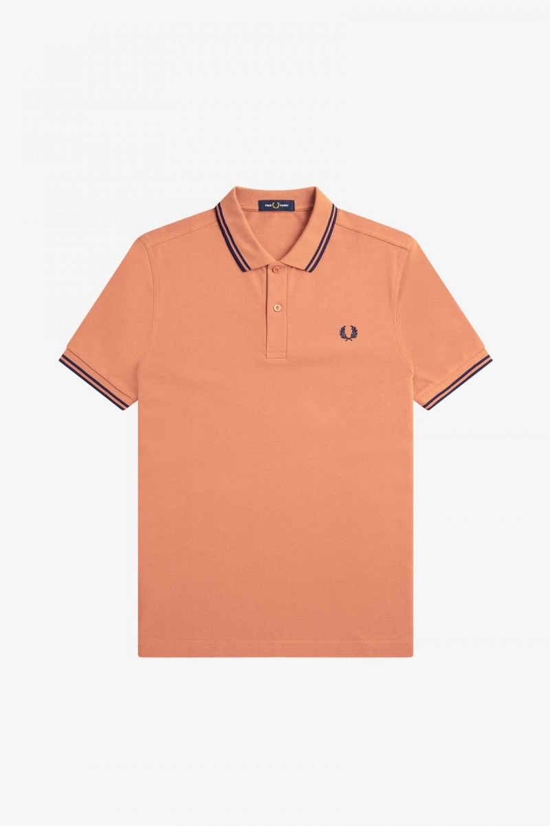 Light Rust / French Navy / French Navy Fred Perry M3600 Men's Fred Perry Shirt | ASGWC29473