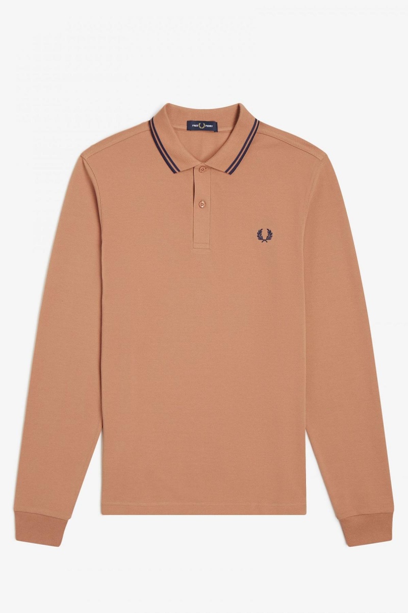 Light Rust / French Navy / French Navy Fred Perry M3636 Men's Polo Shirts | SGDFL59860