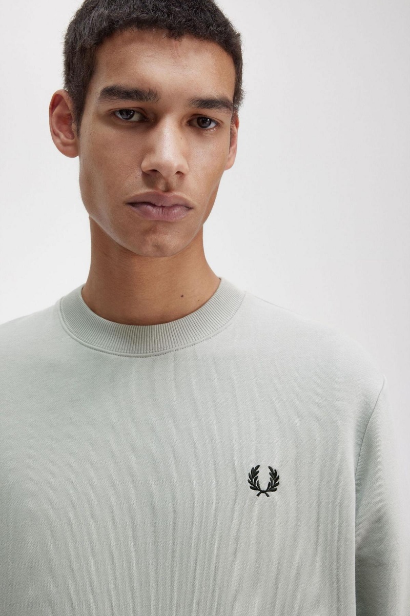 Limestone Fred Perry Crew Neck Men's Sweatshirts | SGJKU83538