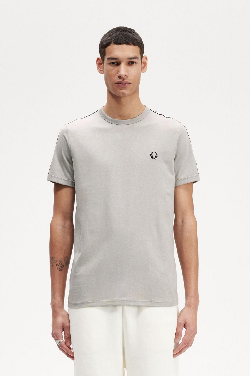 Limestone Fred Perry Taped Ringer Men\'s T Shirts | MSGHR86385