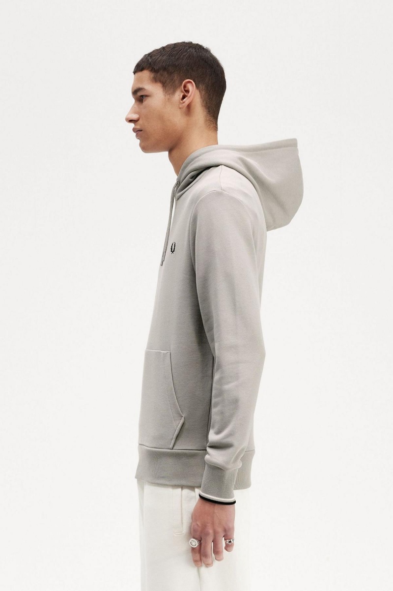 Limestone Fred Perry Tipped Hooded Men's Sweatshirts | GSGUC36179