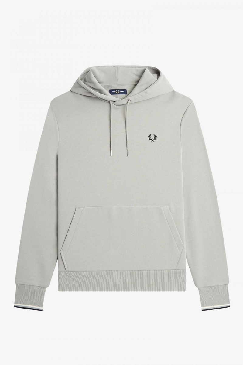 Limestone Fred Perry Tipped Hooded Men's Sweatshirts | GSGUC36179