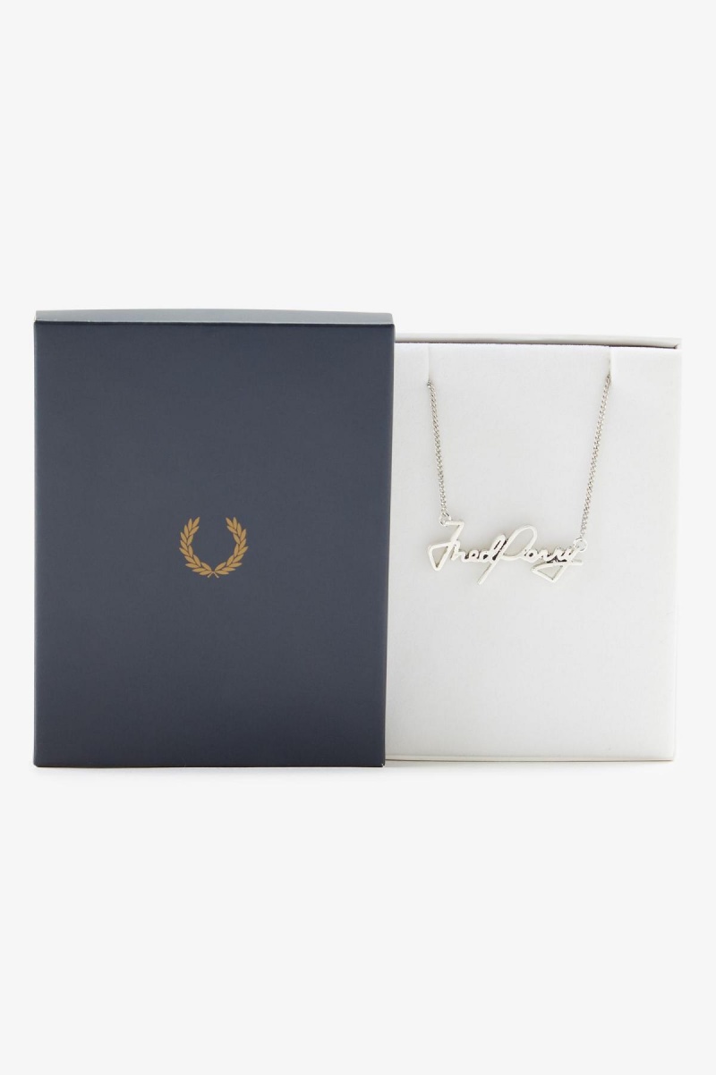 Metallic Silver Fred Perry Fred Perry Necklace Accessories Jewellery | SGNZX85391