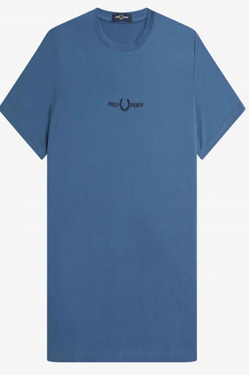 Midnight Blue Fred Perry Embroidered Men's T Shirts | SGDFL65267