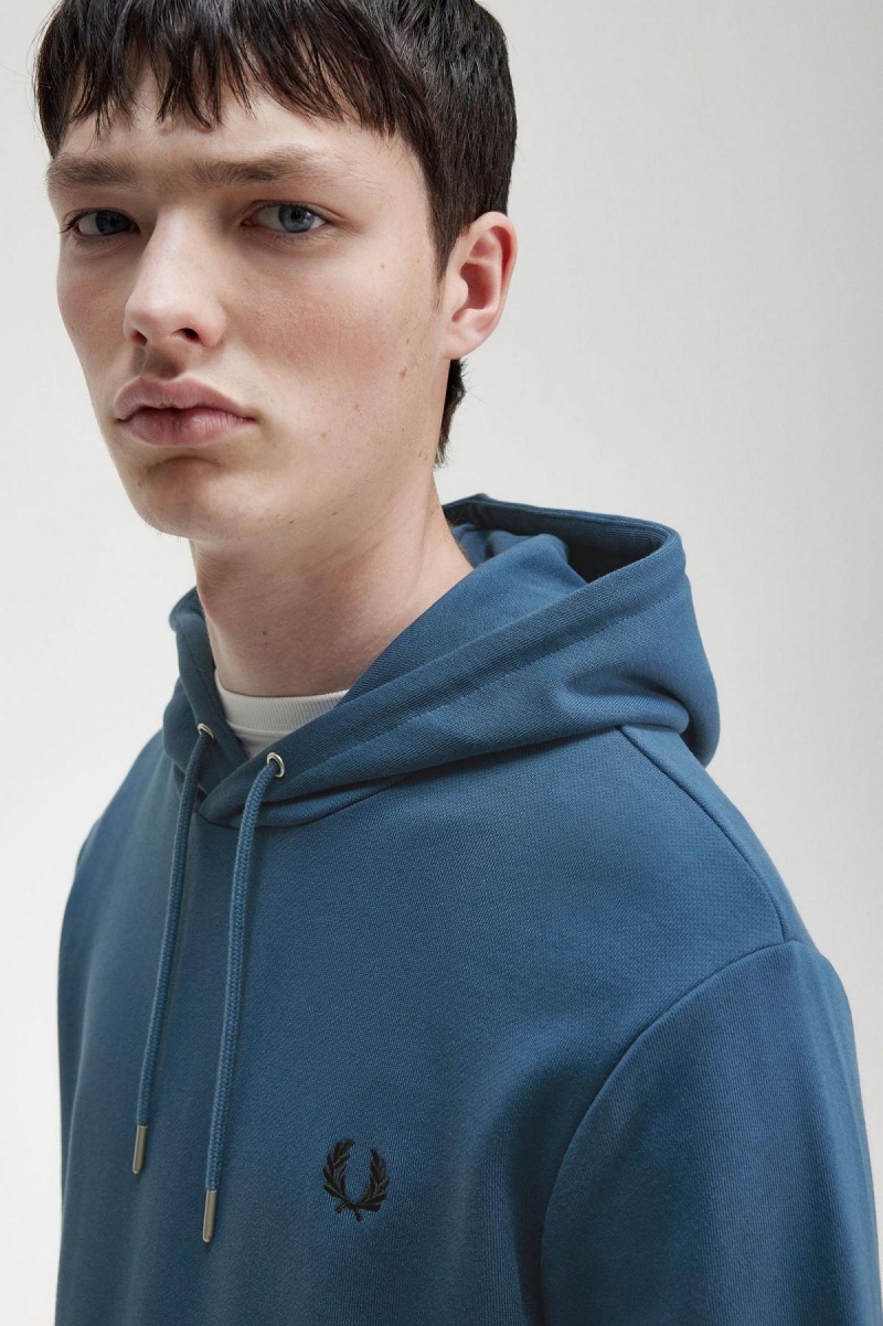 Midnight Blue Fred Perry Tipped Hooded Men's Sweatshirts | ASGWC89298