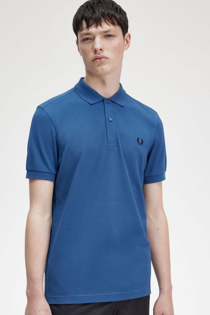 Midnight Blue / Black Fred Perry M6000 Men's Polo Shirts | FSGUI82369