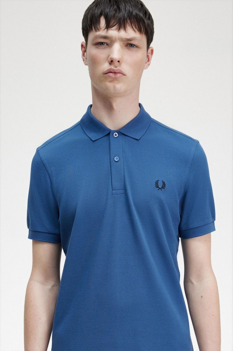 Midnight Blue / Black Fred Perry M6000 Men's Polo Shirts | FSGUI82369