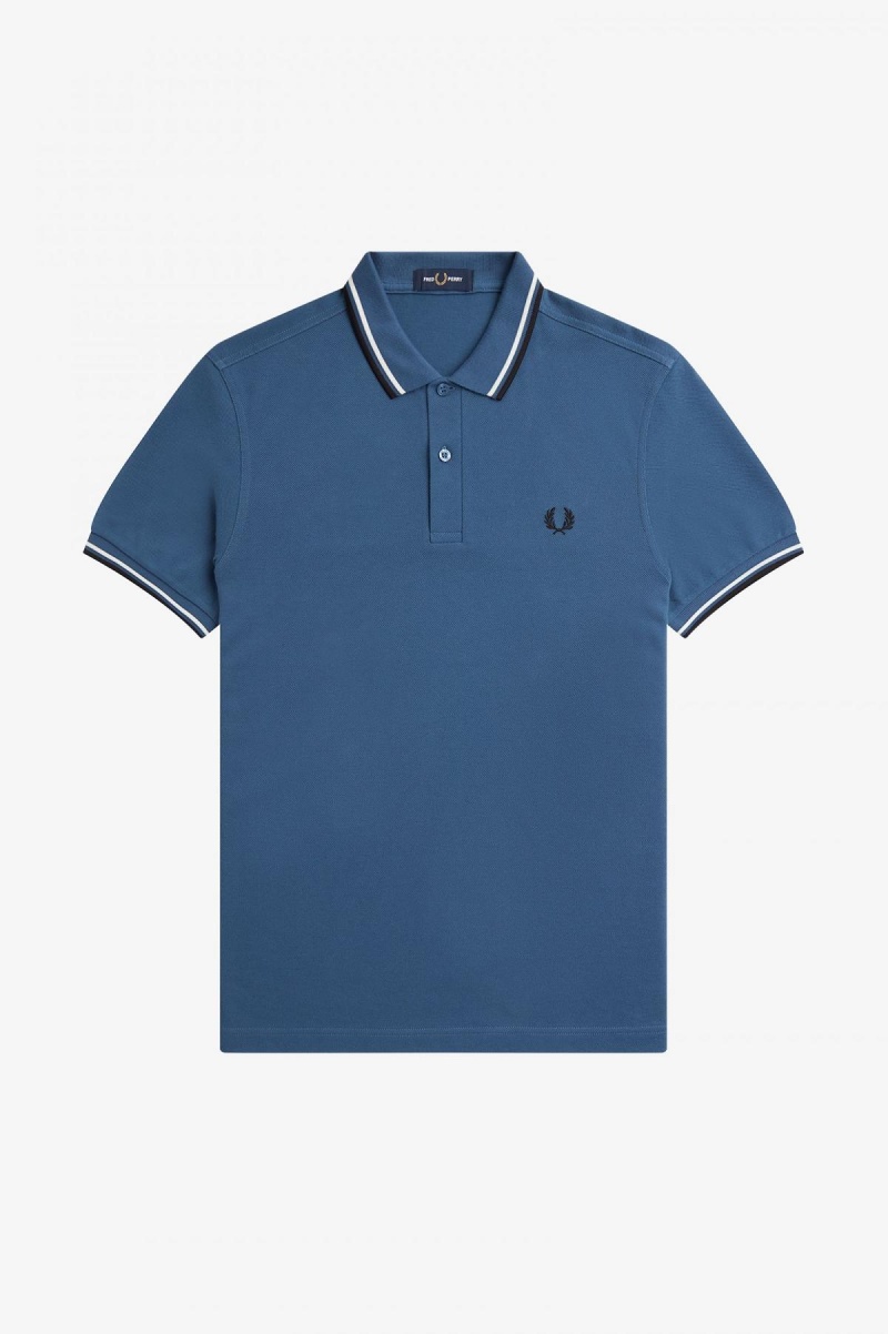 Midnight Blue / Snow White / Black Fred Perry M3600 Men's Fred Perry Shirt | SGICD41284