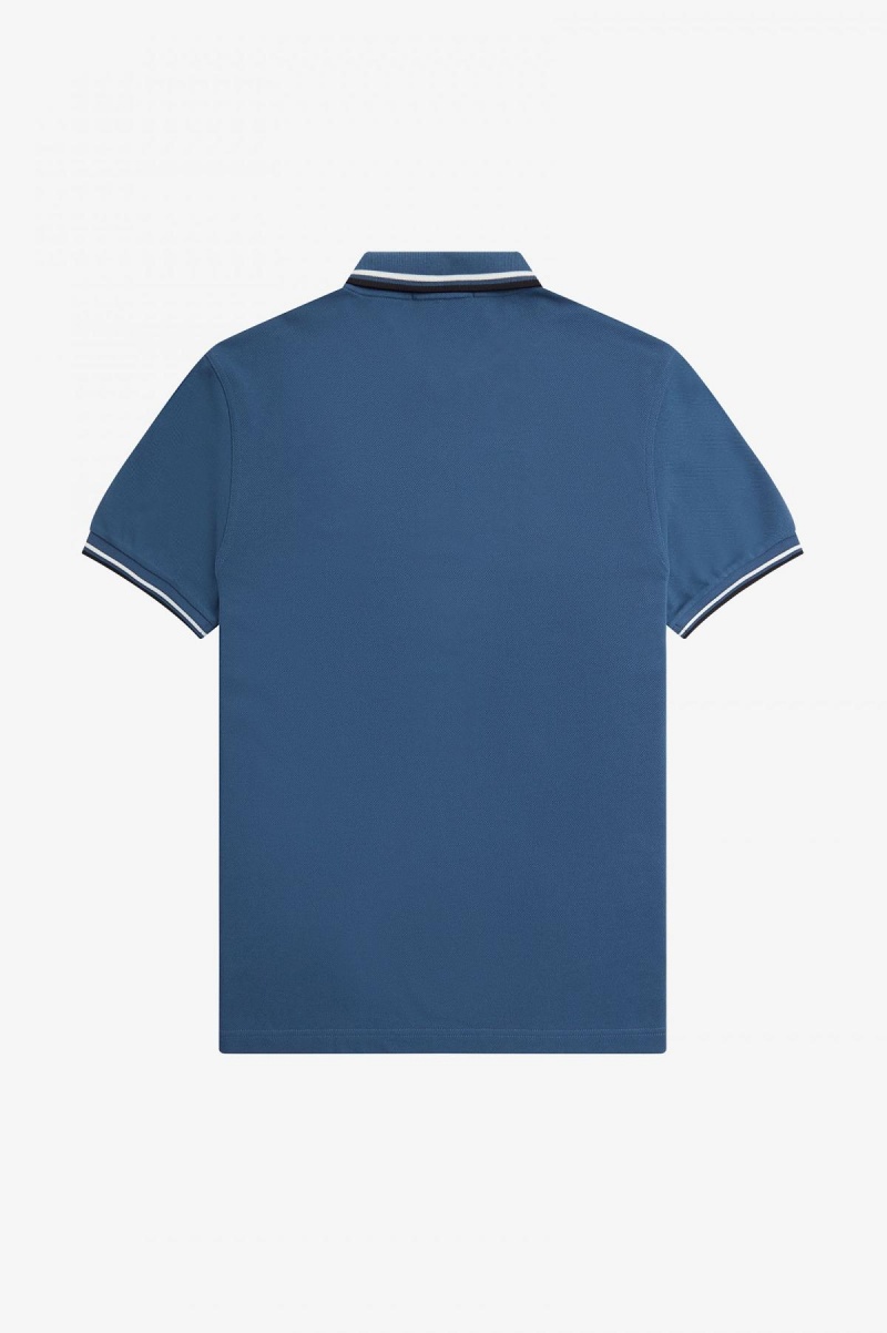 Midnight Blue / Snow White / Black Fred Perry M3600 Men's Fred Perry Shirt | SGICD41284