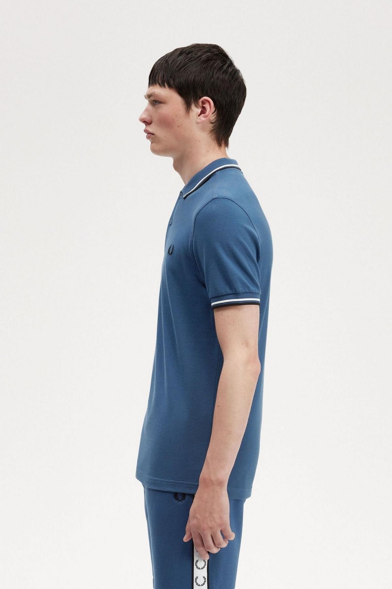 Midnight Blue / Snow White / Black Fred Perry M3600 Men's Fred Perry Shirt | SGICD41284