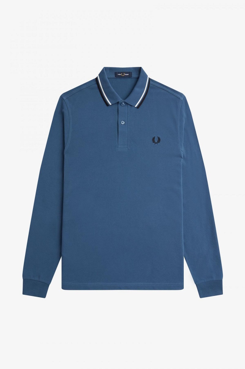 Midnight Blue / Snow White / Black Fred Perry M3636 Men's Fred Perry Shirt | SGCVG41537