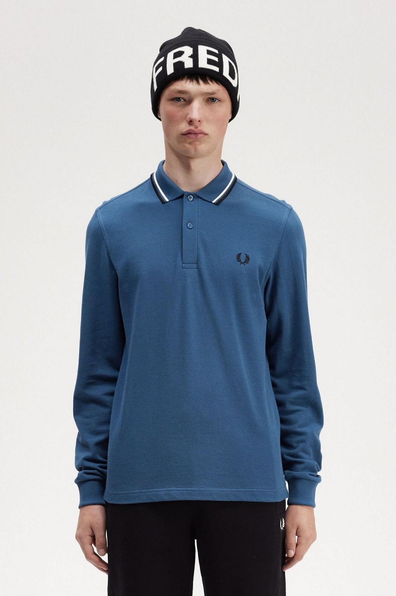 Midnight Blue / Snow White / Black Fred Perry M3636 Men's Fred Perry Shirt | SGCVG41537