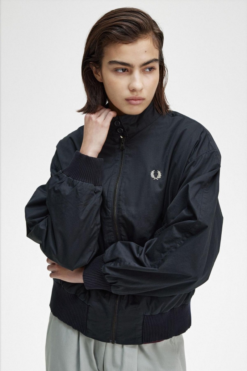 Navy Fred Perry Batwing Zip-Through Women's Coats | FSGHY51376