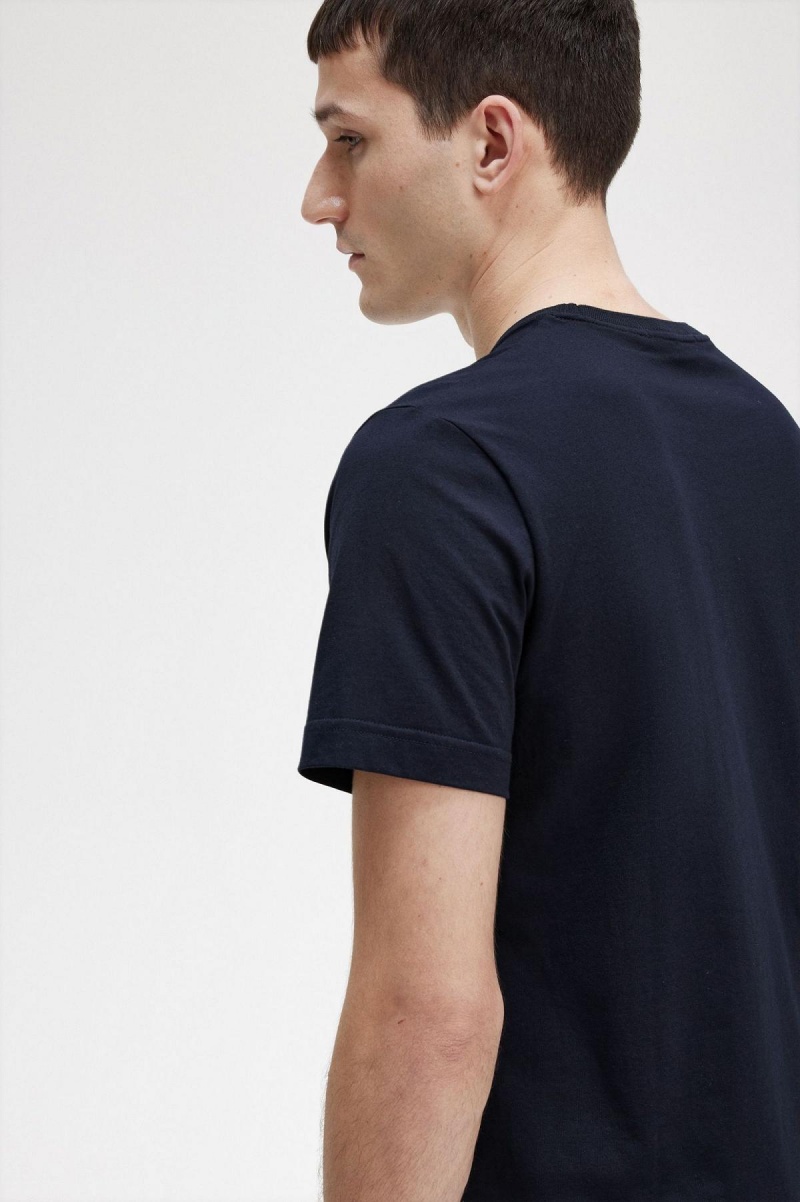 Navy Fred Perry Crew Neck Men's T Shirts | USGTG59378