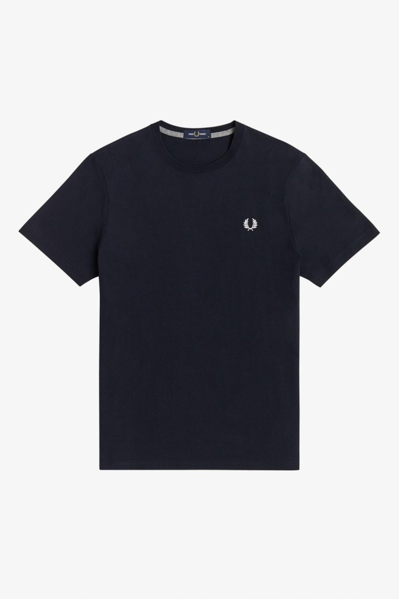 Navy Fred Perry Crew Neck Men's T Shirts | USGTG59378