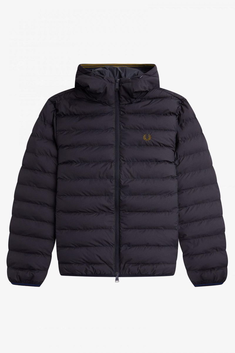 Navy Fred Perry Hooded Insulated Men\'s Coats | BSGSD92434