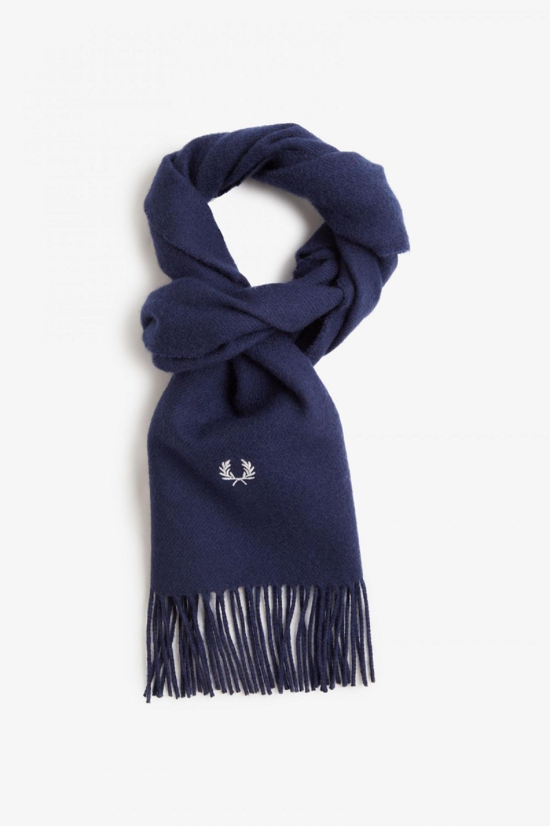 Navy Fred Perry Lambswool Accessories Scarf | SGEGJ14355