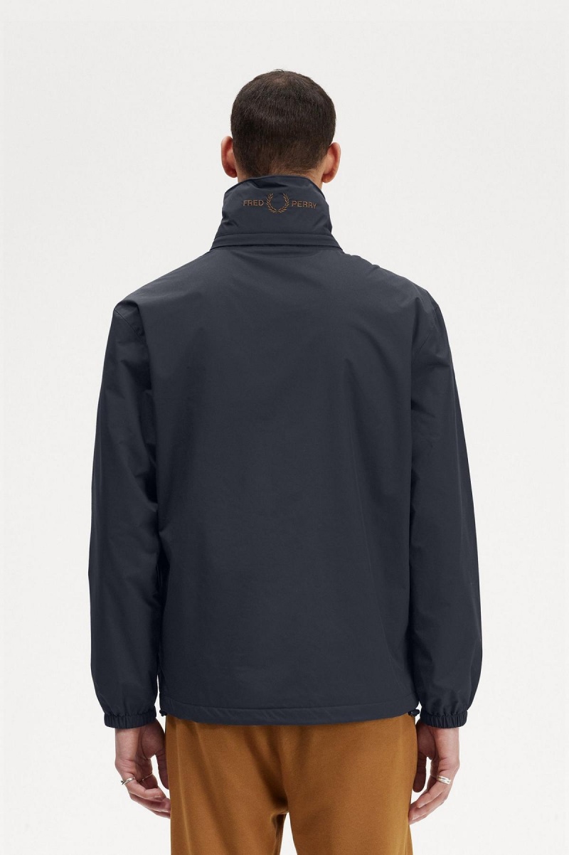 Navy Fred Perry Patch Pocket Zip Through Men's Coats | SGNZX56898