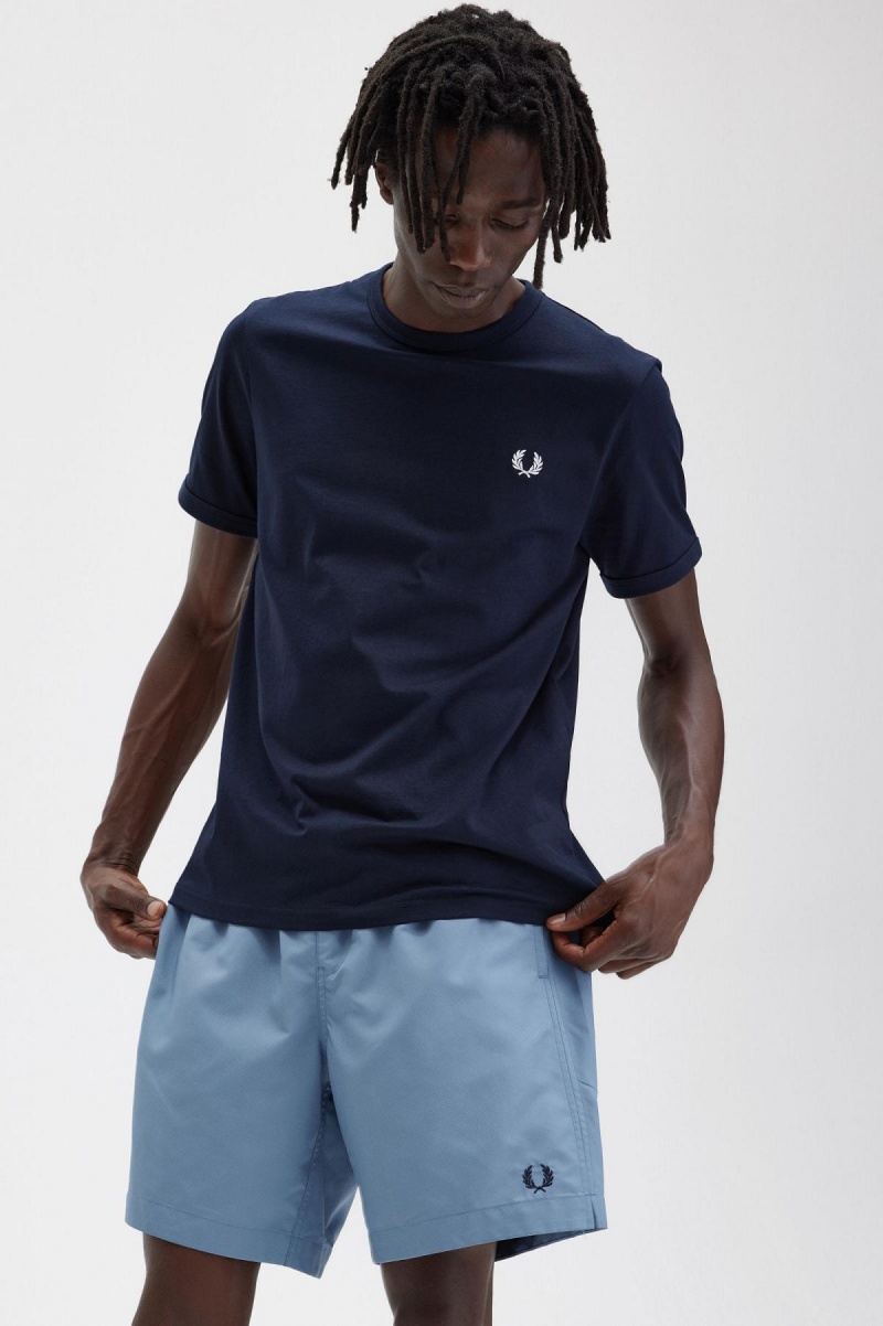 Navy Fred Perry Ringer Men's T Shirts | LSGTR74423