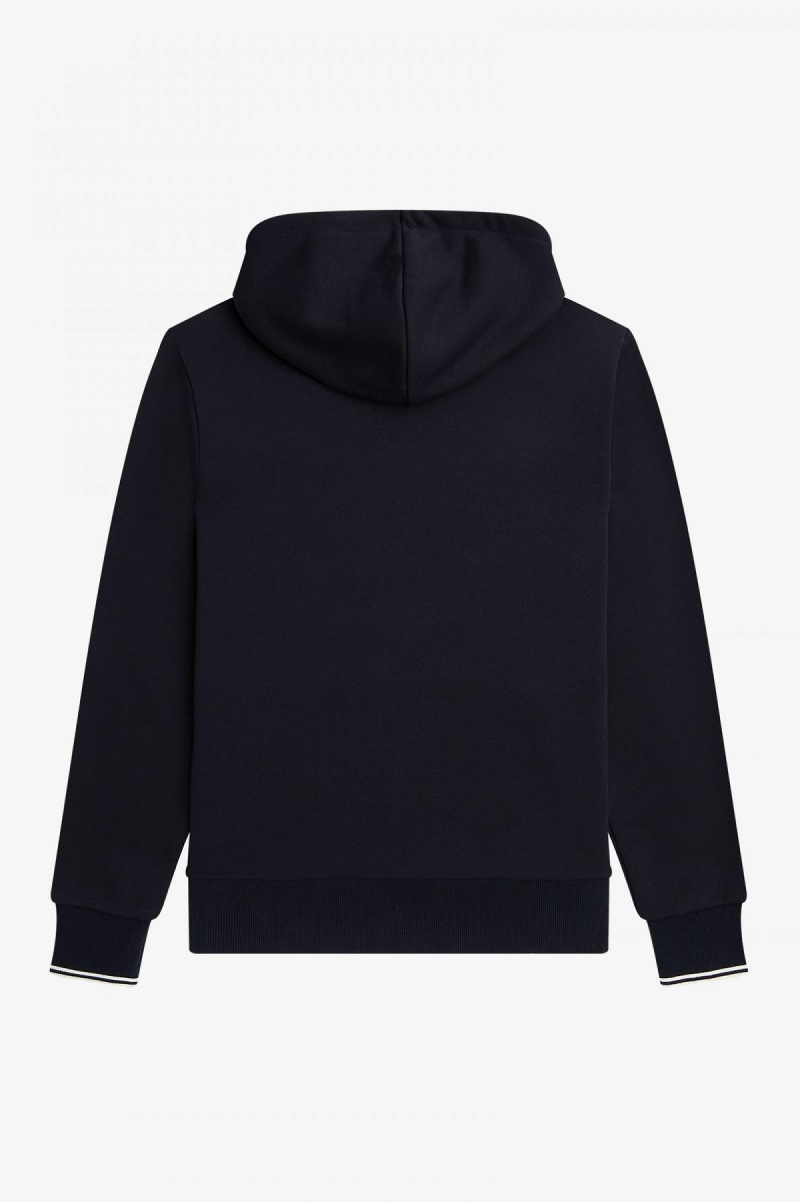 Navy Fred Perry Tipped Hooded Men's Sweatshirts | GSGUC27748