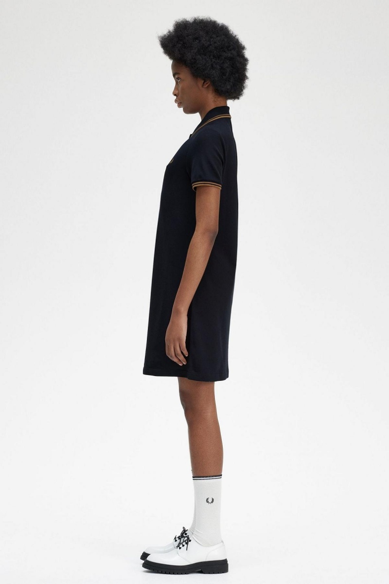 Navy Fred Perry Twin Tipped Fred Perry Shirt Women's Dress | SSGNY60235