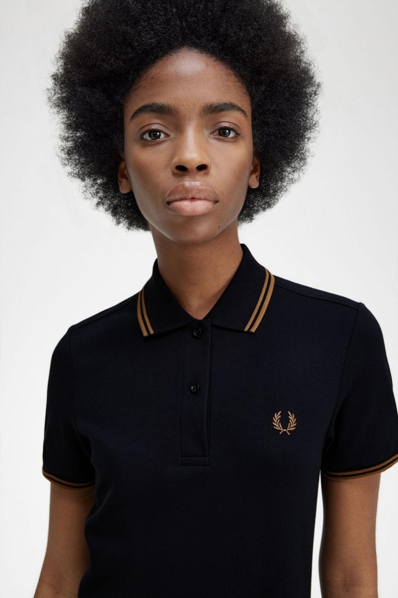 Navy Fred Perry Twin Tipped Fred Perry Shirt Women's Dress | SSGNY60235