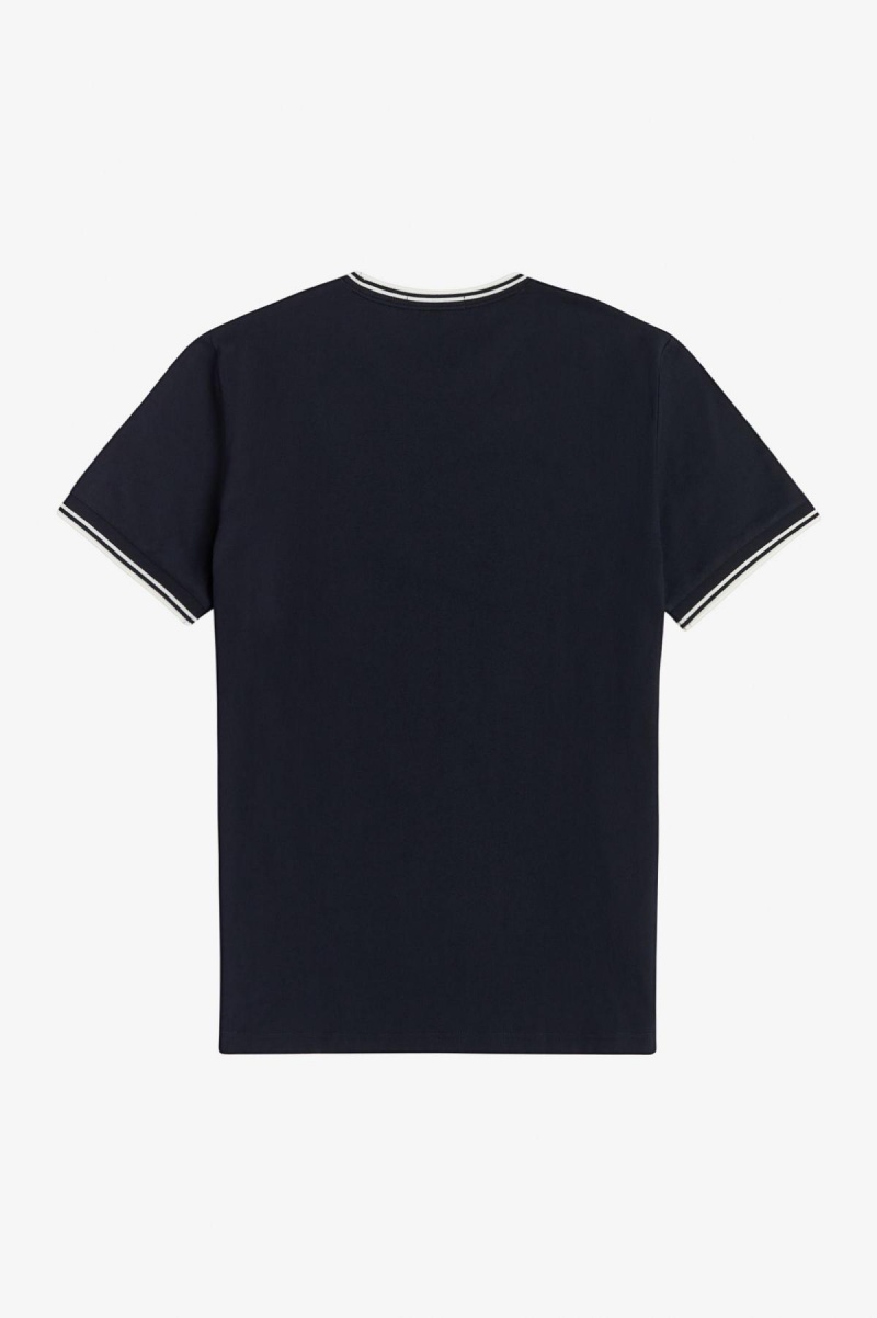 Navy Fred Perry Twin Tipped Men's T Shirts | DSGKV84132