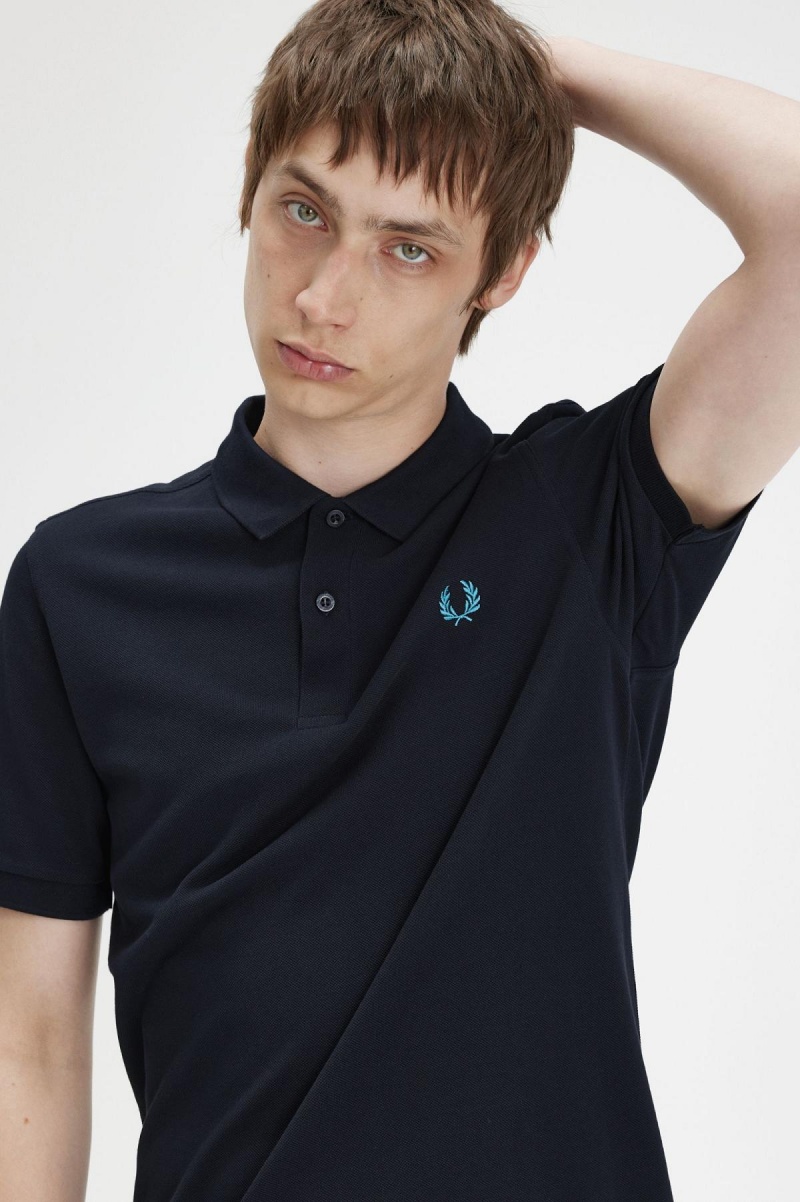 Navy / Cyber Blue Fred Perry M6000 Men's Polo Shirts | SGDYB52668