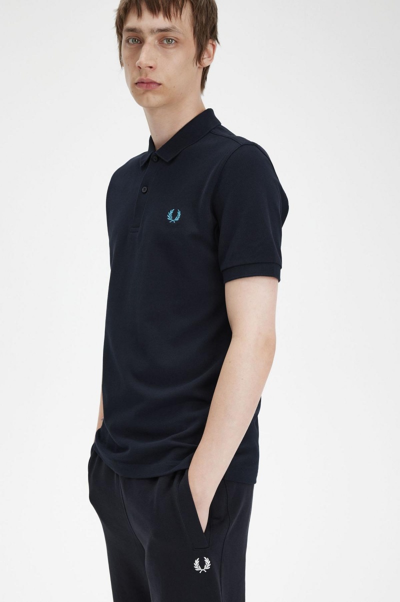 Navy / Cyber Blue Fred Perry M6000 Men's Polo Shirts | SGDYB52668