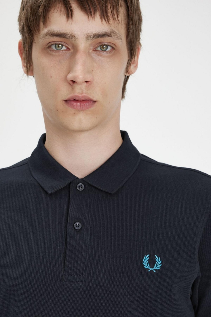 Navy / Cyber Blue Fred Perry M6000 Men's Polo Shirts | SGDYB52668