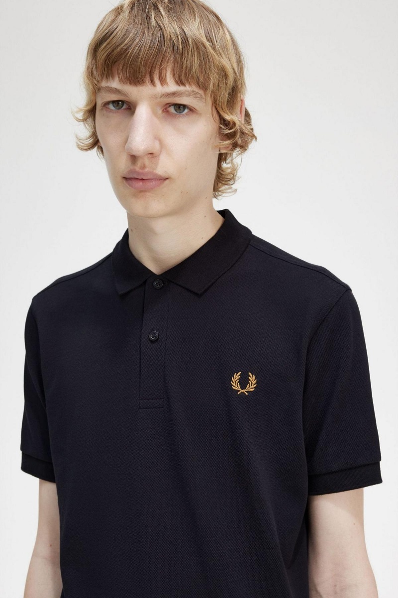 Navy / Dark Caramel Fred Perry M6000 Men's Polo Shirts | GSGUC62919