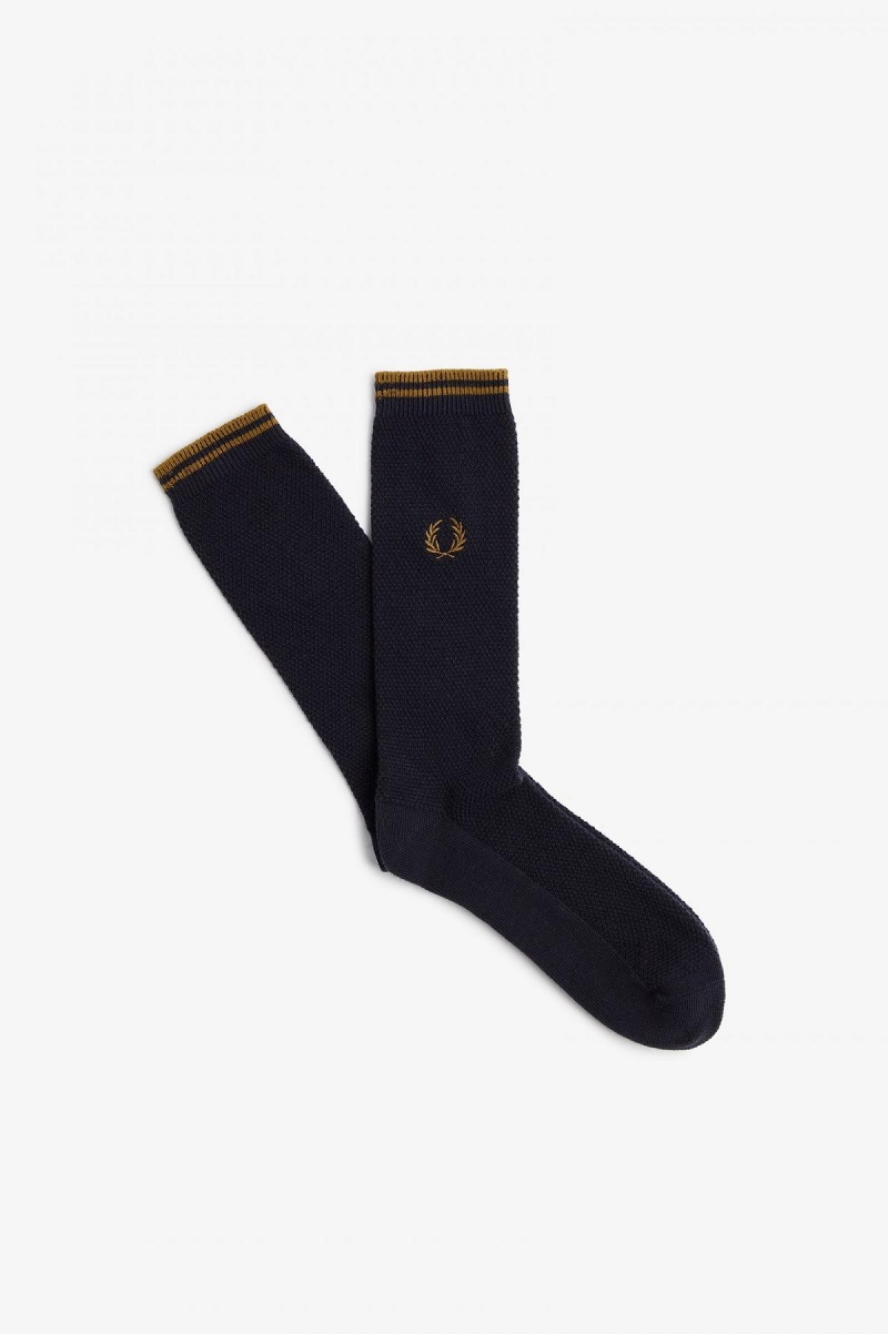 Navy / Dark Caramel Fred Perry Tipped Accessories Socks | ASGDF35169