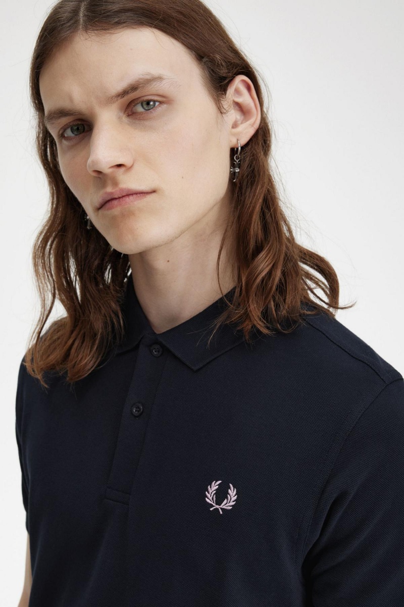 Navy / Dark Pink Fred Perry M6000 Men's Polo Shirts | ZSGMJ61973