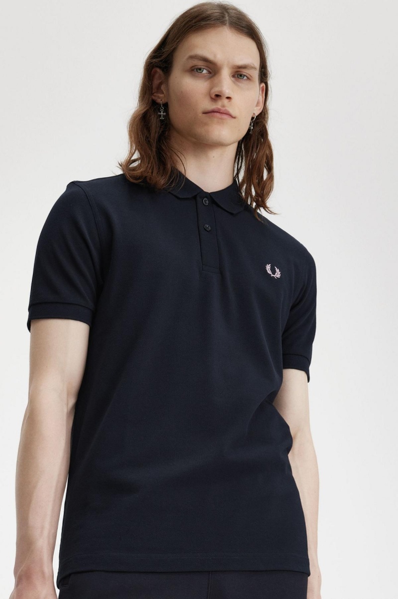 Navy / Dark Pink Fred Perry M6000 Men's Polo Shirts | ZSGMJ61973