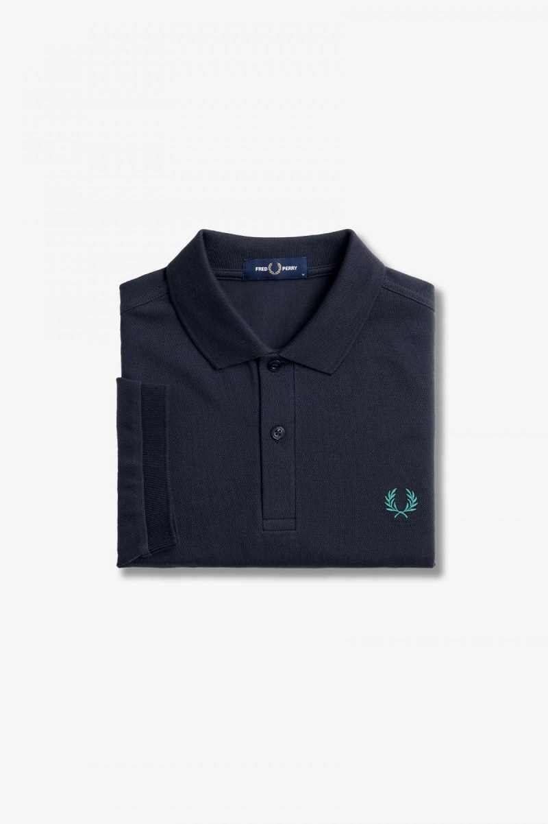 Navy / Deep Mint Fred Perry M6000 Men\'s Fred Perry Shirt | SGZPD17292