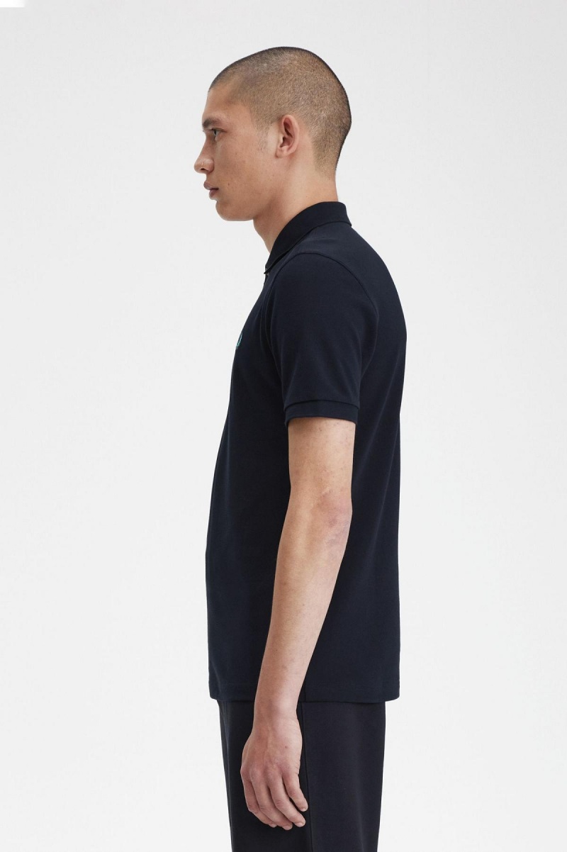 Navy / Deep Mint Fred Perry M6000 Men's Polo Shirts | MSGHR66209