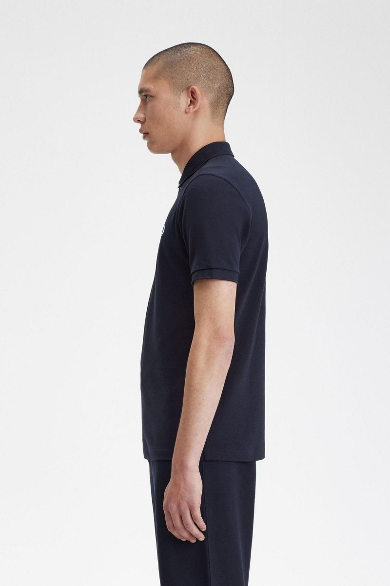 Navy / Ice Fred Perry M3 Men's Polo Shirts | SGZPD94853