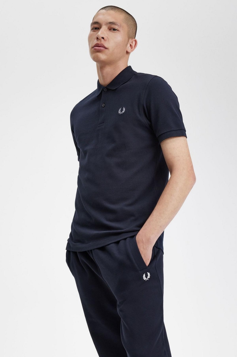 Navy / Ice Fred Perry M3 Men's Polo Shirts | SGZPD94853