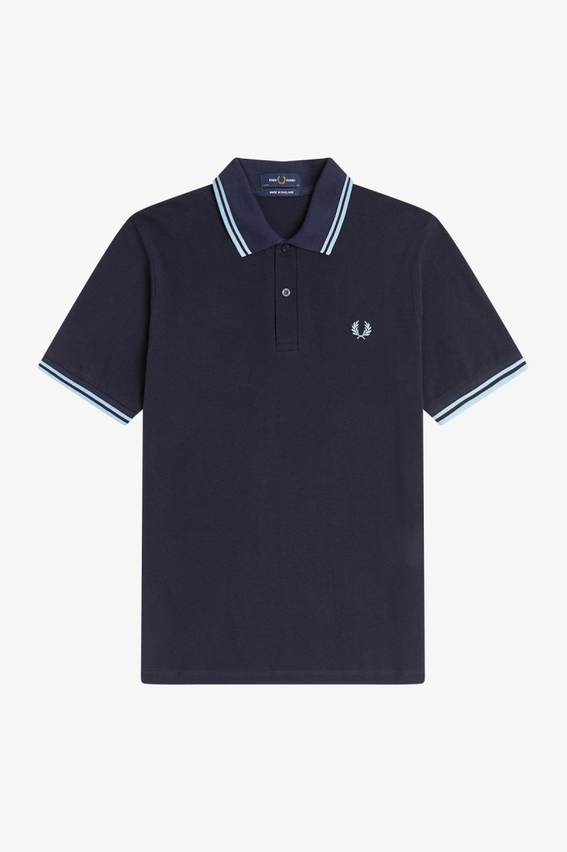 Navy / Ice / Ice Fred Perry M12 Men's Fred Perry Shirt | XSGGW87888