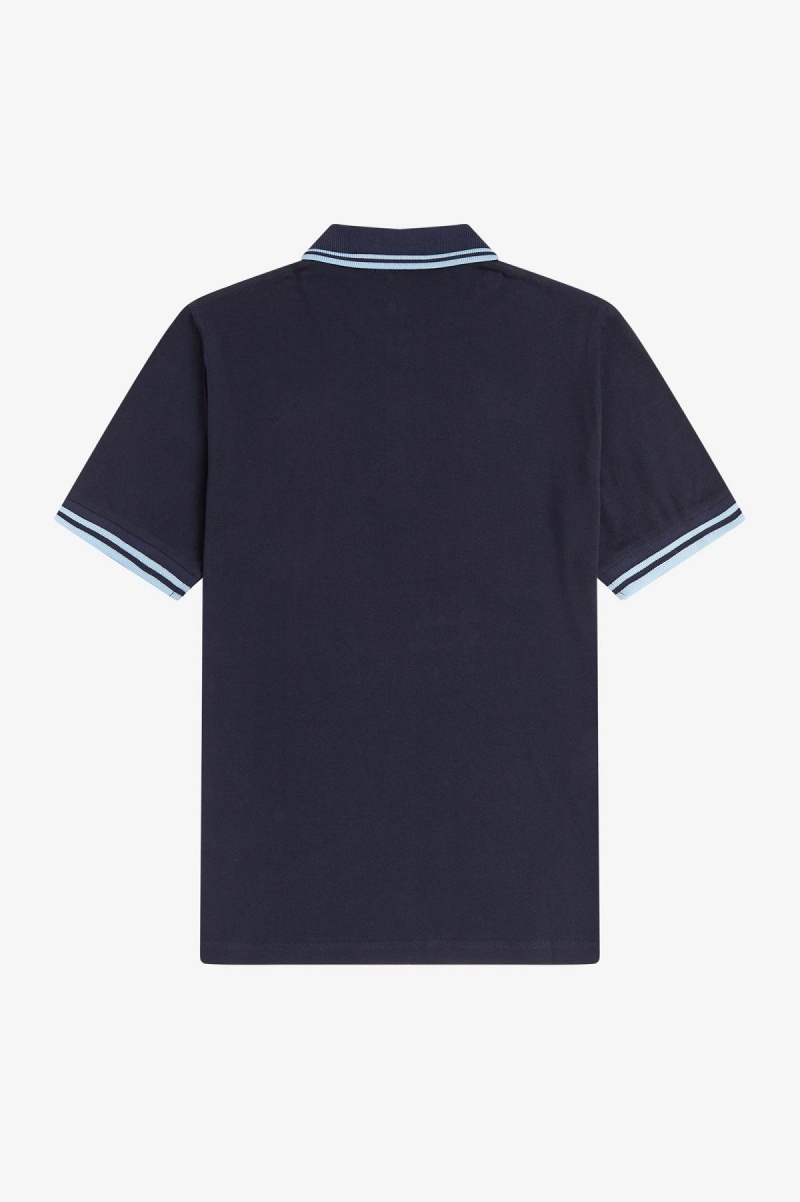 Navy / Ice / Ice Fred Perry M12 Men's Fred Perry Shirt | XSGGW87888