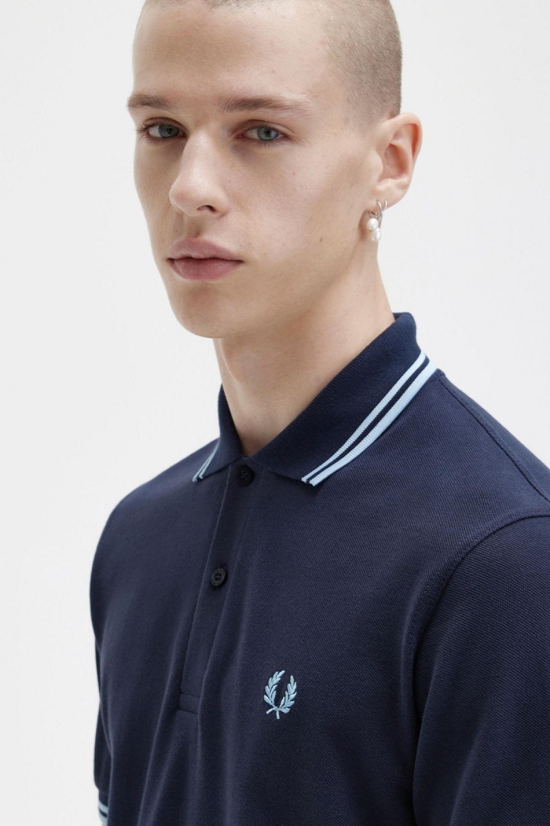 Navy / Ice / Ice Fred Perry M12 Men's Polo Shirts | USGND86919